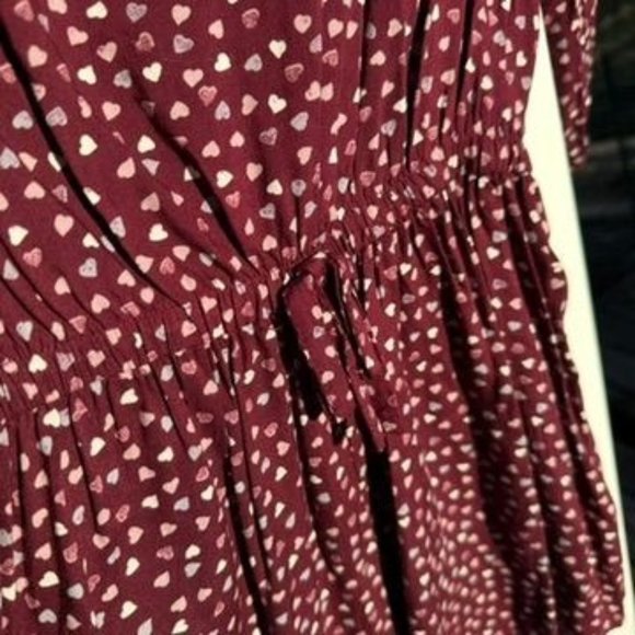 Abercrombie & Fitch Big Kid Size Medium Shorts Burgundy Heart Romper Henley - Picture 8 of 10